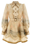 rebellion marine chemisier-style mini dress in silk and linen