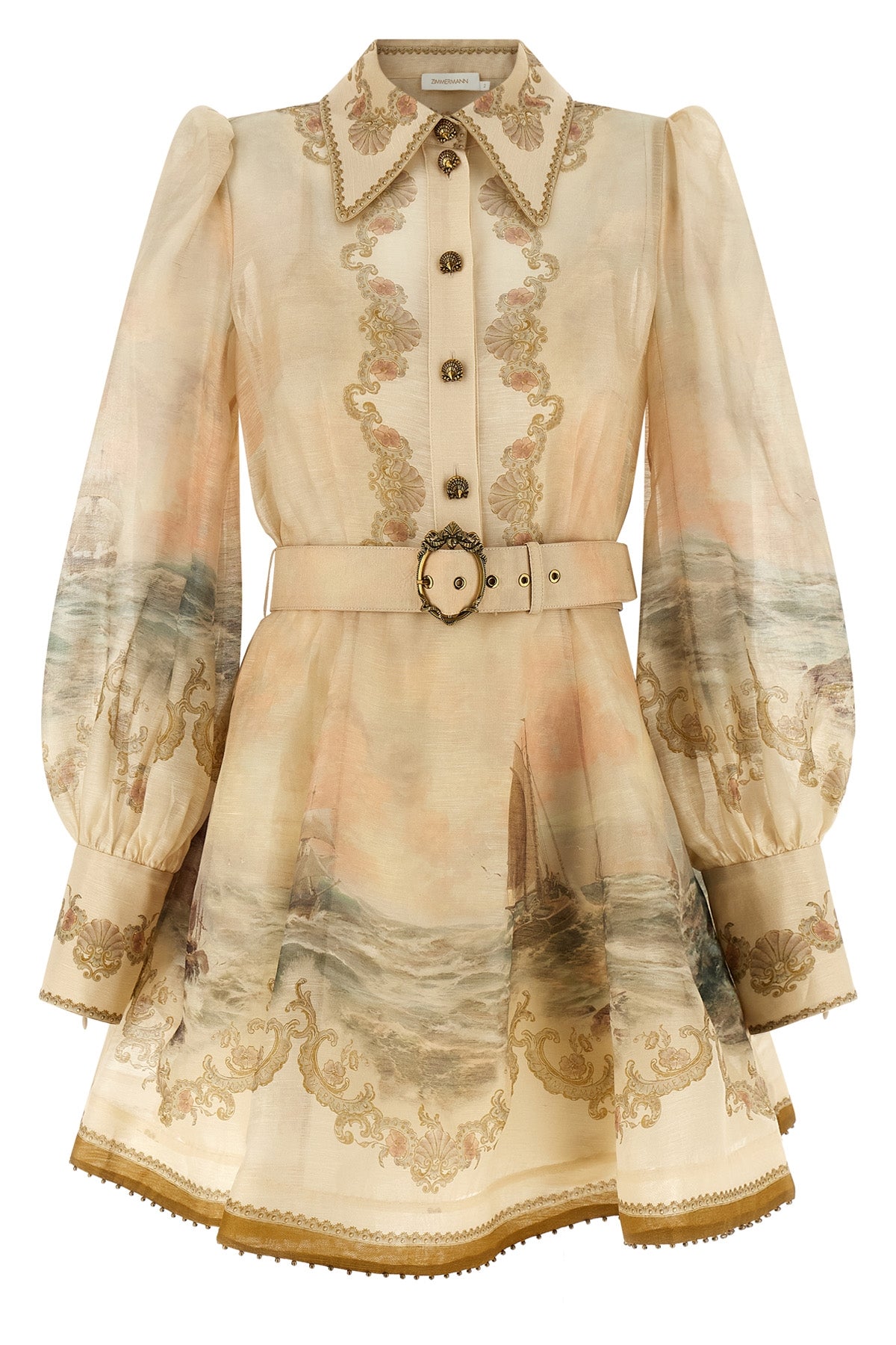 rebellion marine chemisier-style mini dress in silk and linen