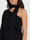 one-shoulder top with scarf detail
