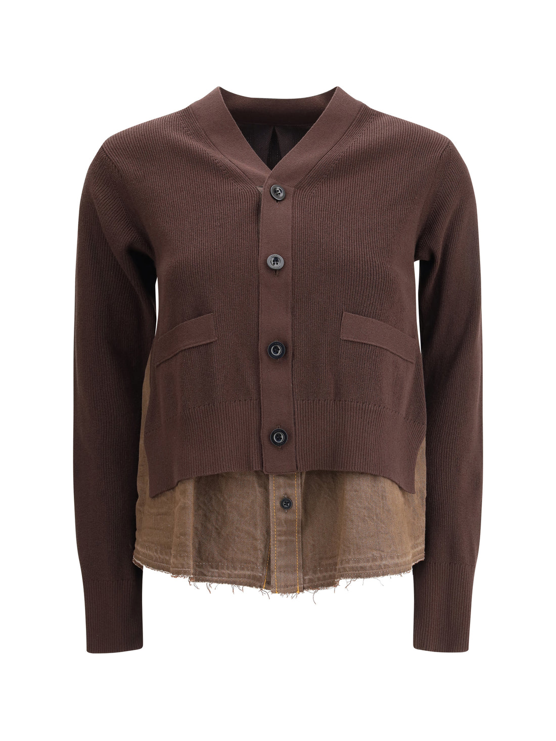 SACAI 3 cardigan with denim panel