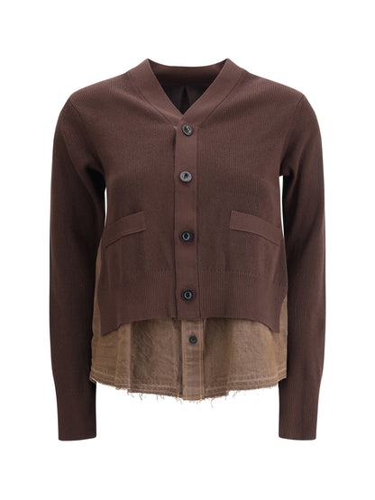 SACAI 3 cardigan with denim panel