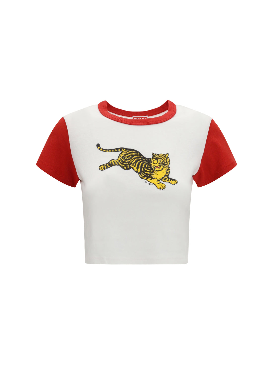 KENZO L jumping tiger cropped cotton t-shirt