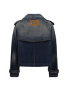 cropped double-breasted denim jacket