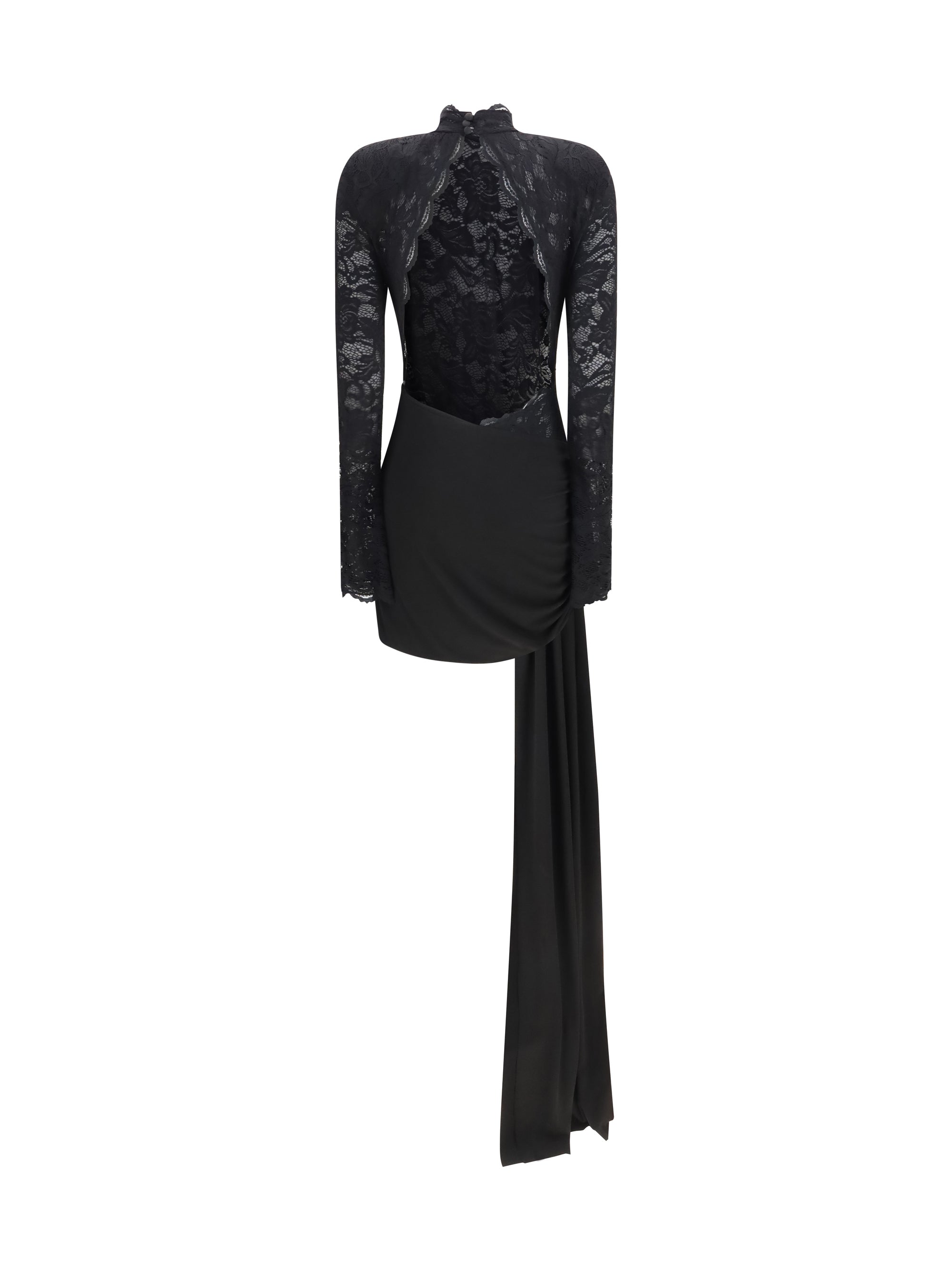 low-back mini lace dress