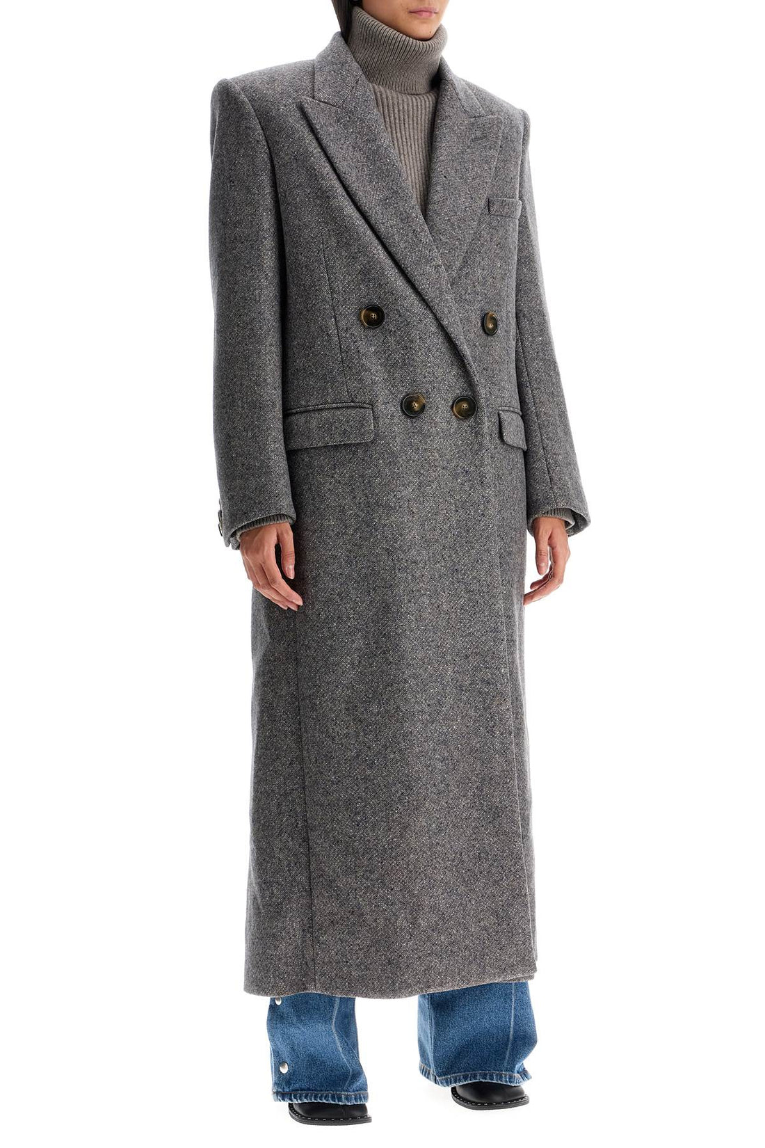 maxi tweed coat in