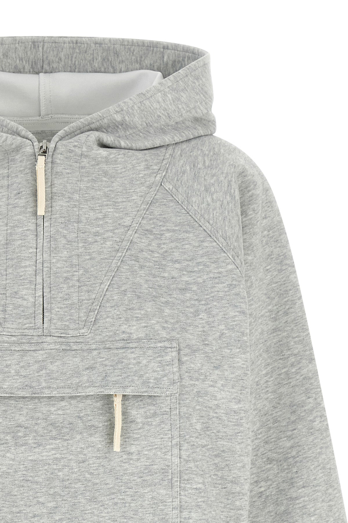 the co hoodie is made of premium cotton and tencel scuba jersey