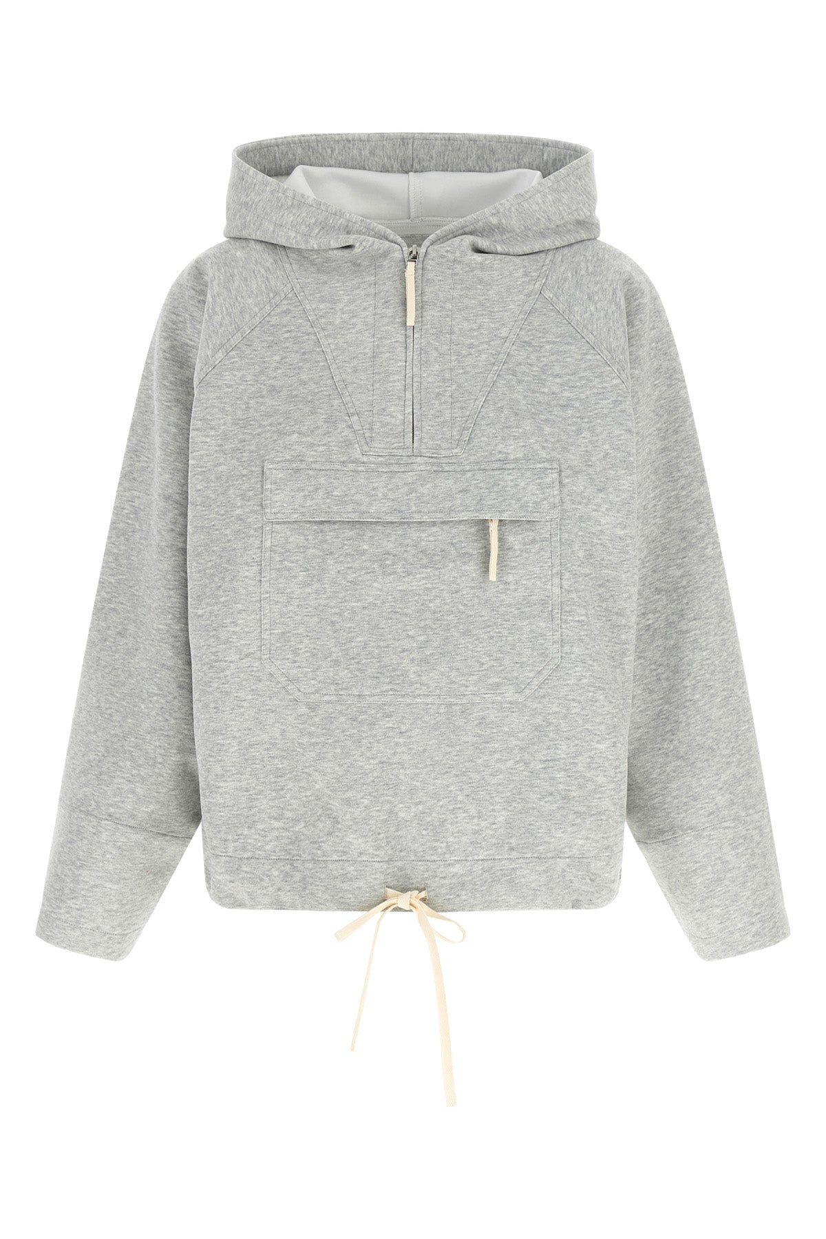 the co hoodie is made of premium cotton and tencel scuba jersey