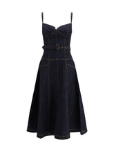 SELF-PORTRAIT 8 denim flared midi dress