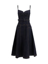 denim flared midi dress