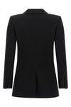 the saint laurent double-breasted blazer is made of pure grain de poudre wool an