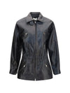 vintage leather jacket with drawstring