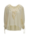 ruffled v-neck shirt