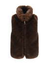 hybrid faux-fur and quilted nylon vest