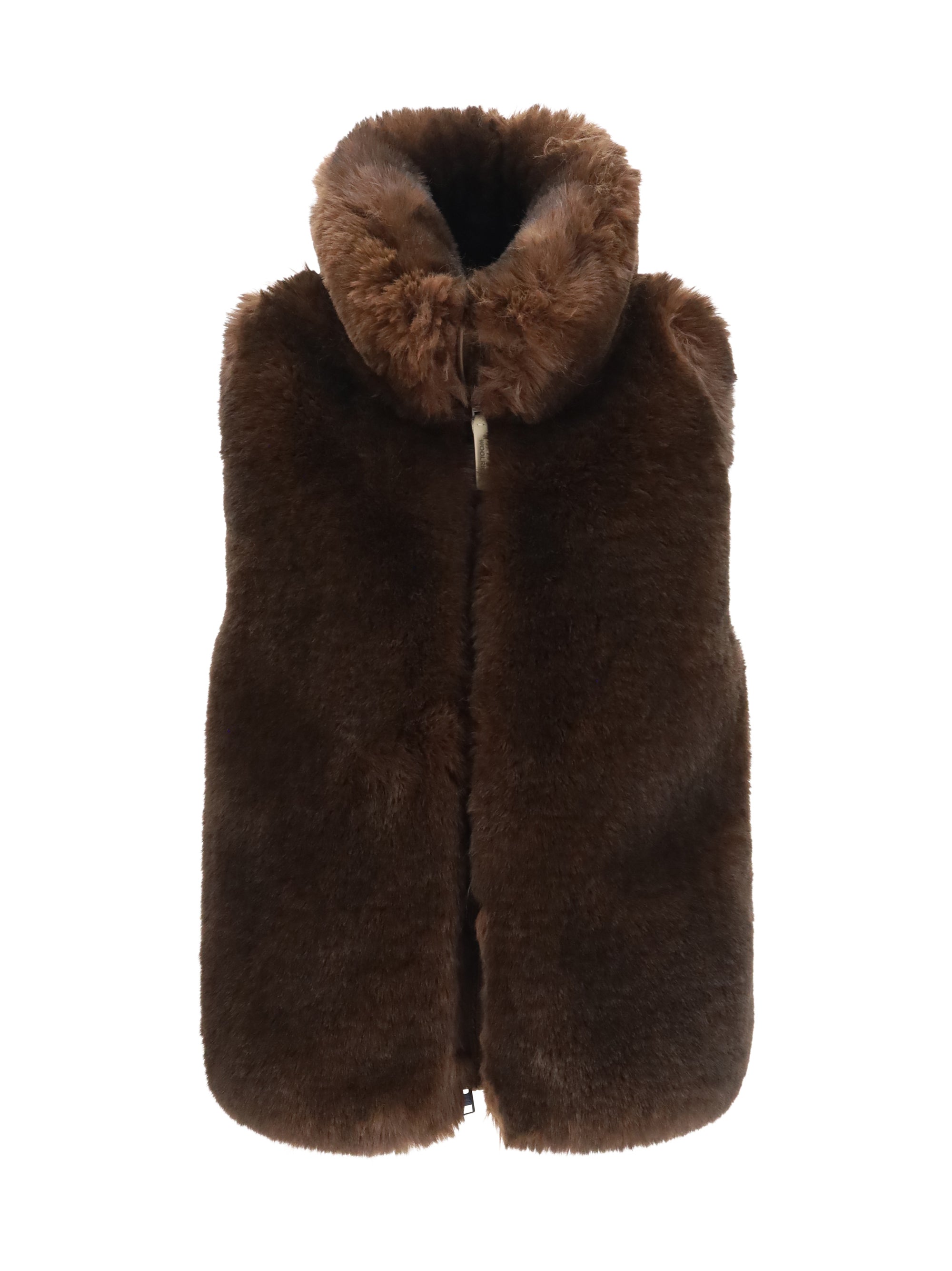 hybrid faux-fur and quilted nylon vest