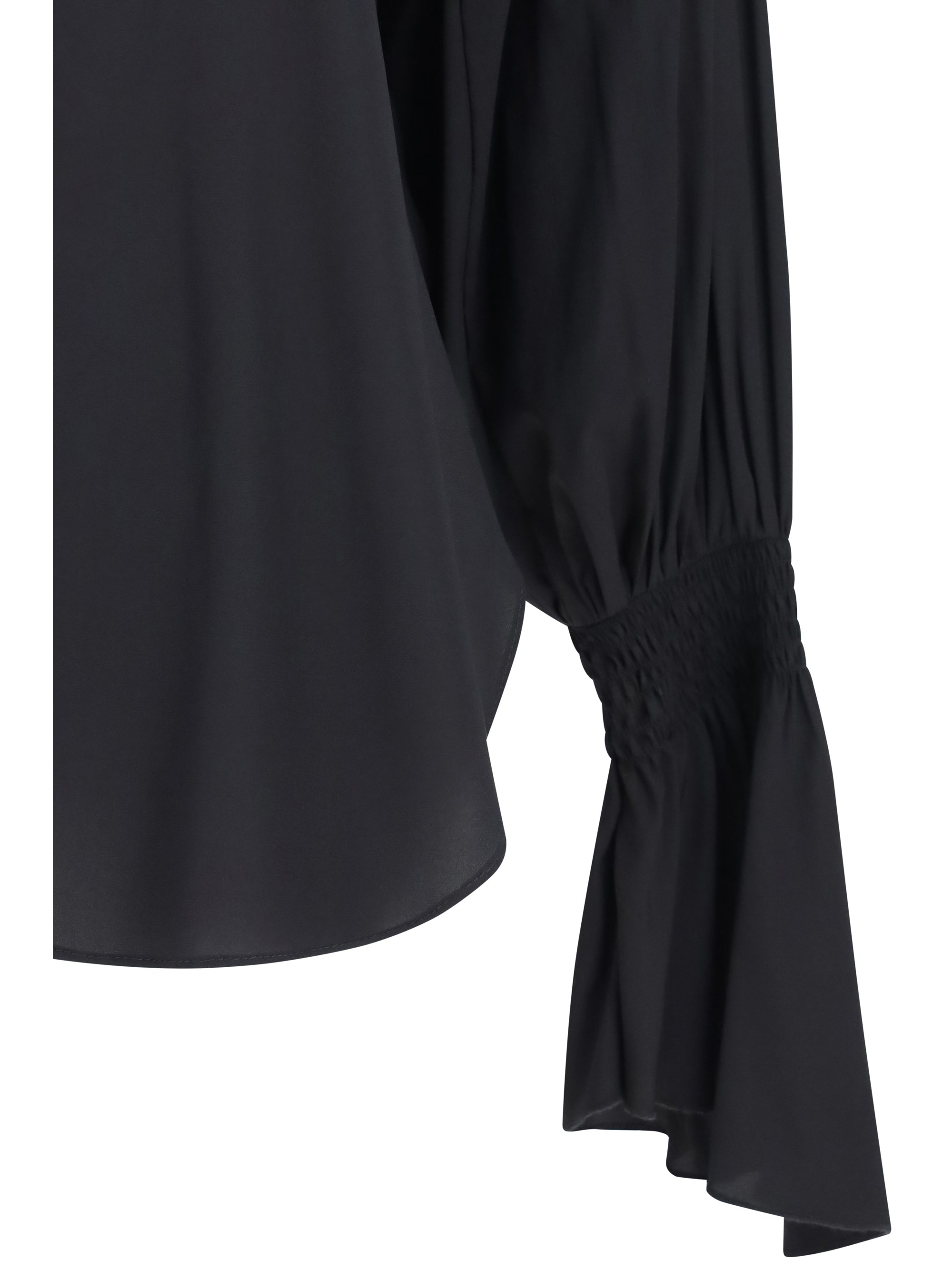 silk-blend shirt with bell sleeves