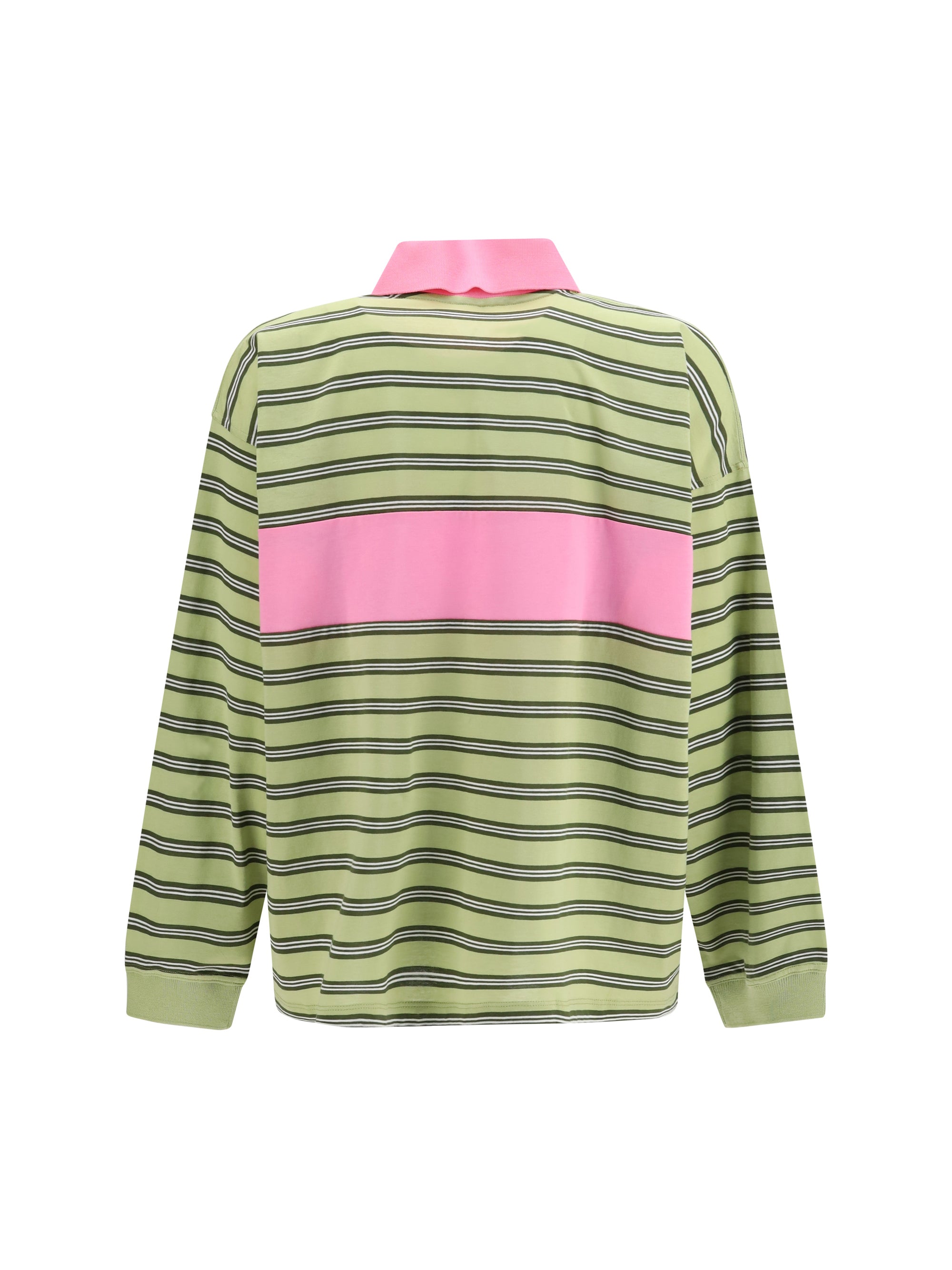 striped intarsia cotton polo with embroidered logo