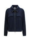 high-neck sweatshirt in cotton and silk blend