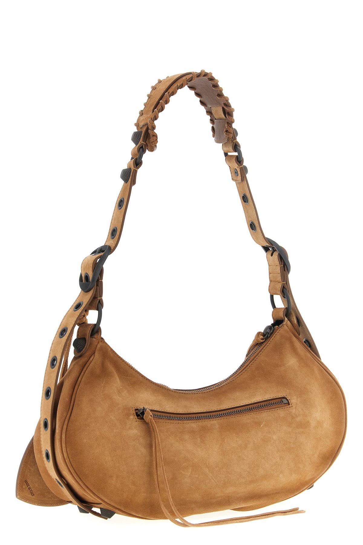 le cagole s crescent-effect suede shoulder bag
