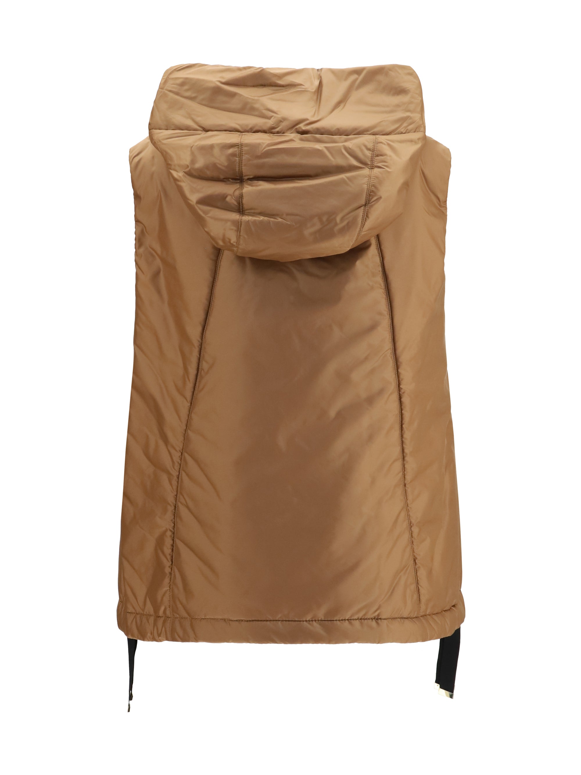 hooded padded vest in water repellent canvas