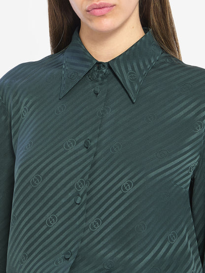 GUCCI 40 gg interlocking jacquard silk shirt