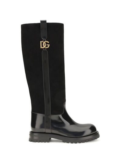 high suede and smooth leather boots