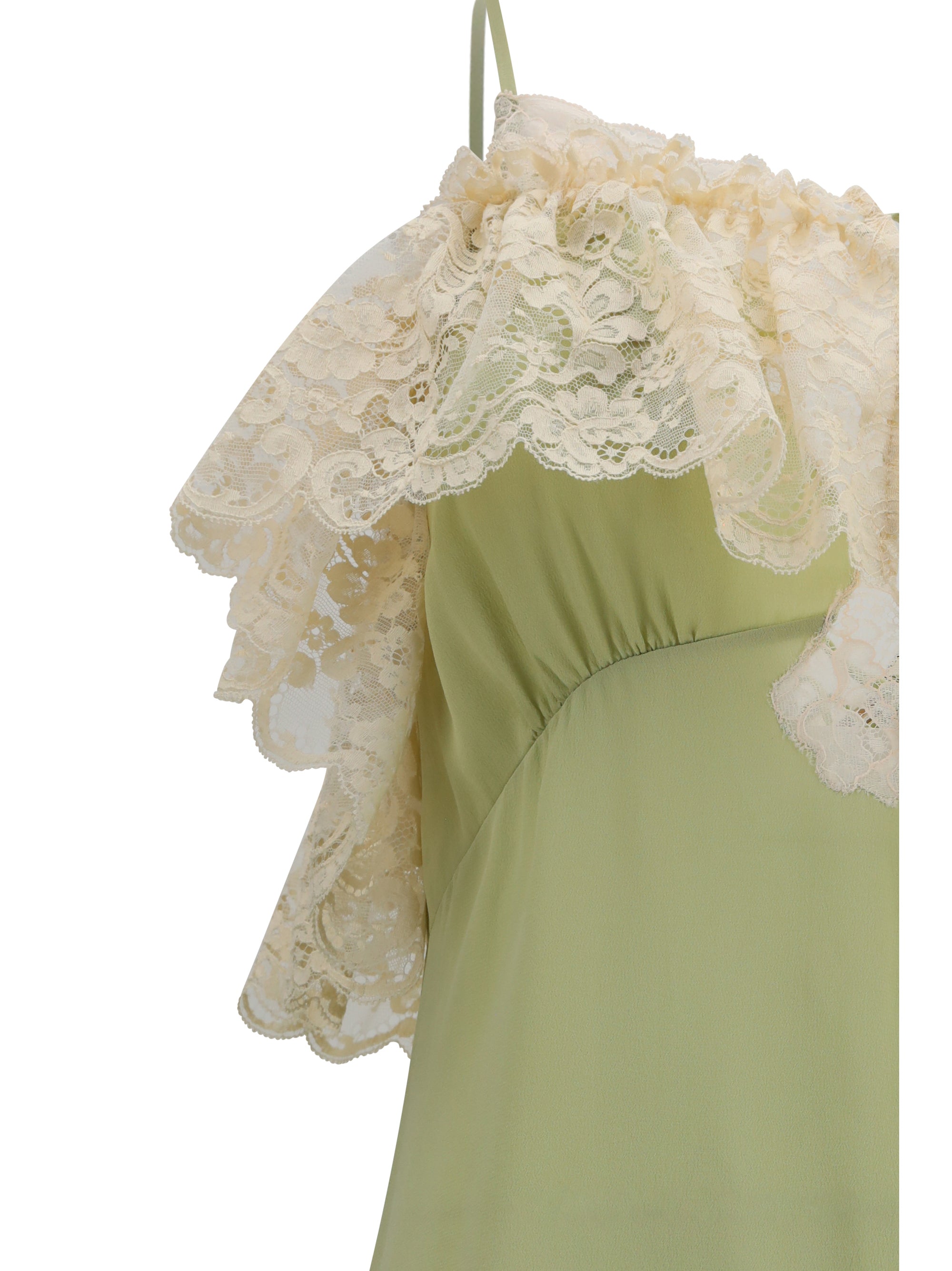 silk dress with lace details