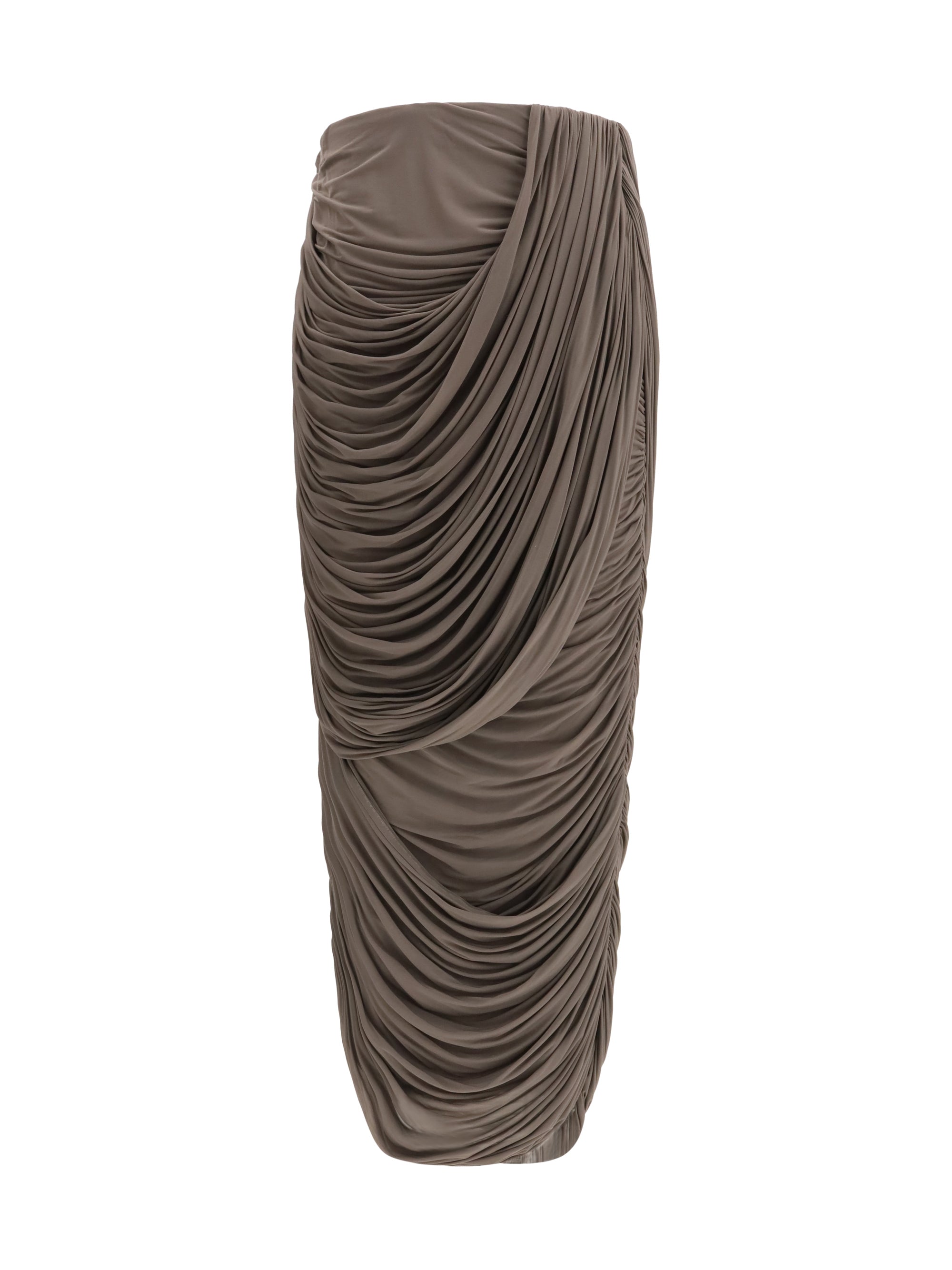 draped silk midi skirt