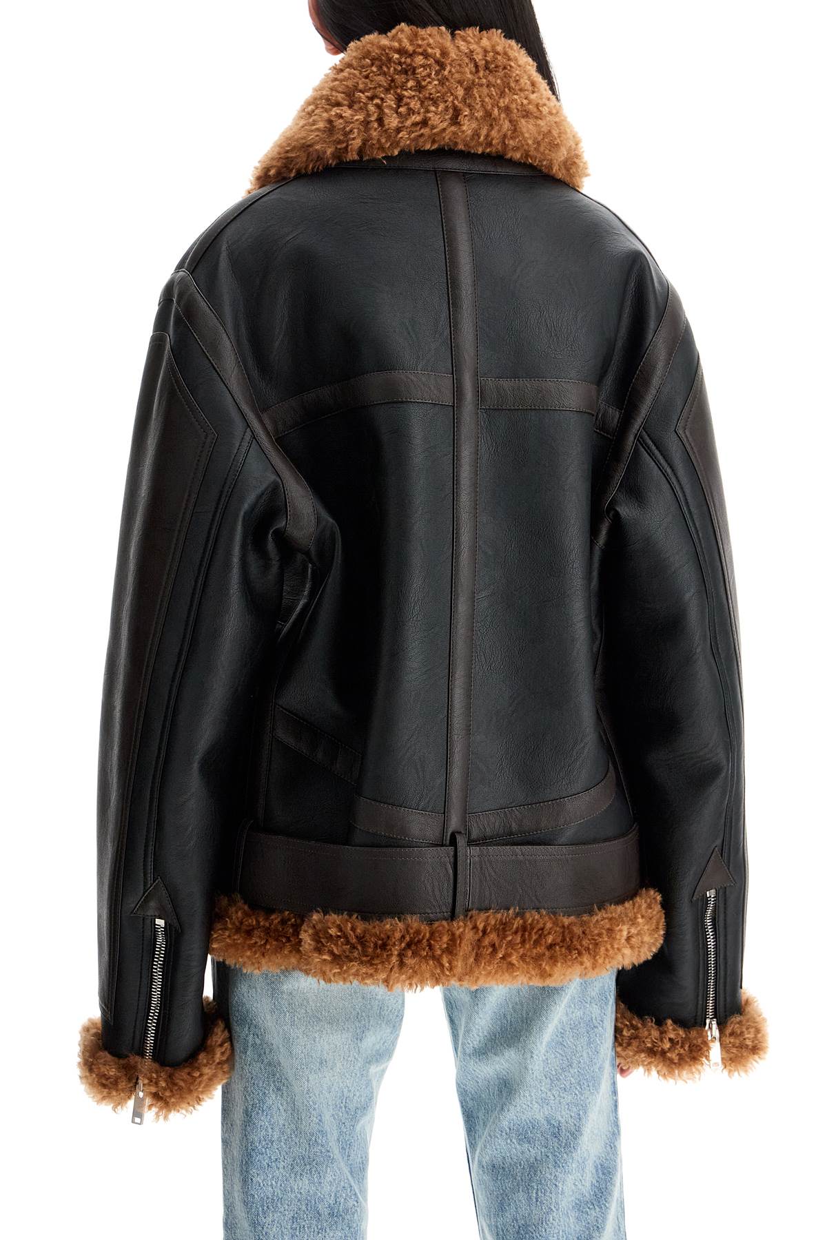 vegan leather and teddy biker jacket