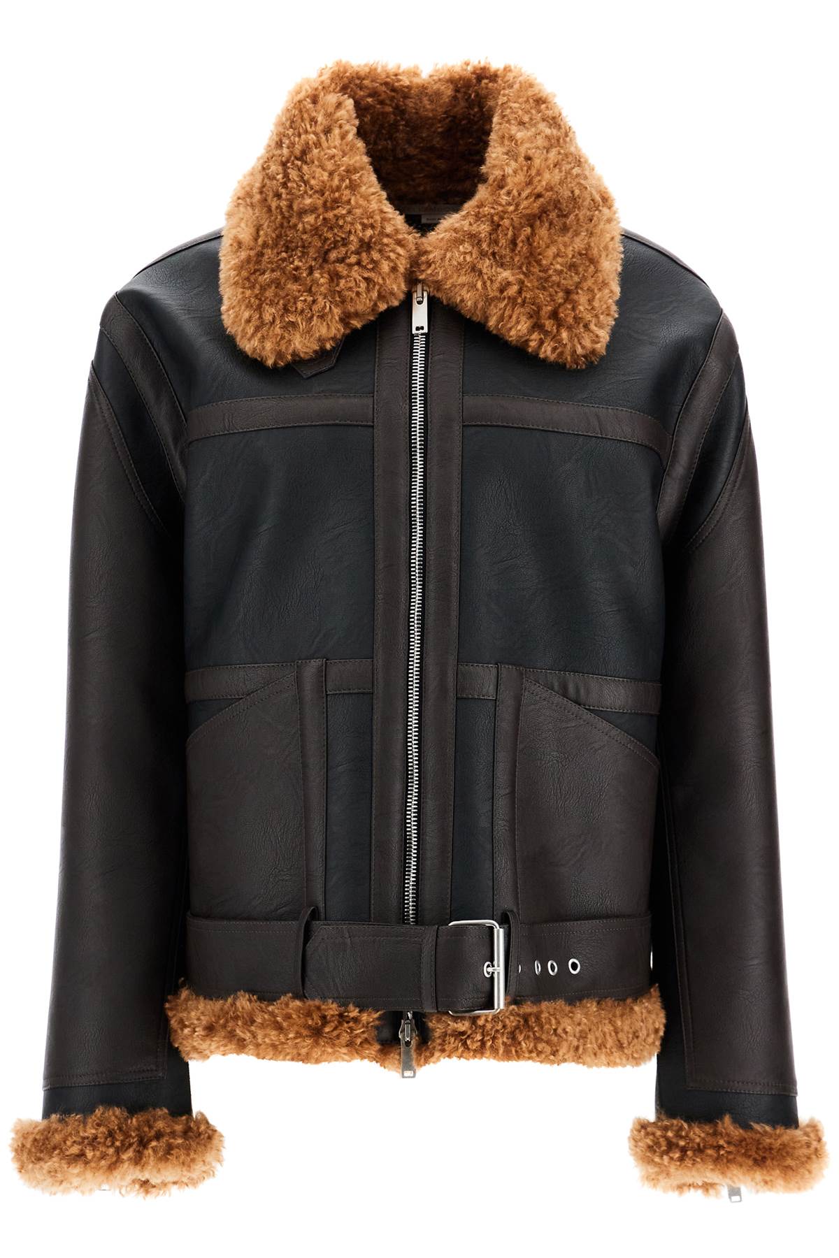 vegan leather and teddy biker jacket