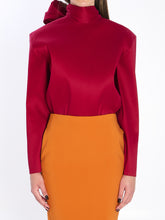 SAINT LAURENT 36 boxy lavallière top in organza 