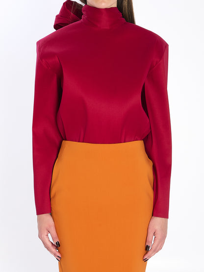 SAINT LAURENT 36 boxy lavallière top in organza 