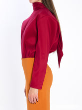 SAINT LAURENT 36 boxy lavallière top in organza 