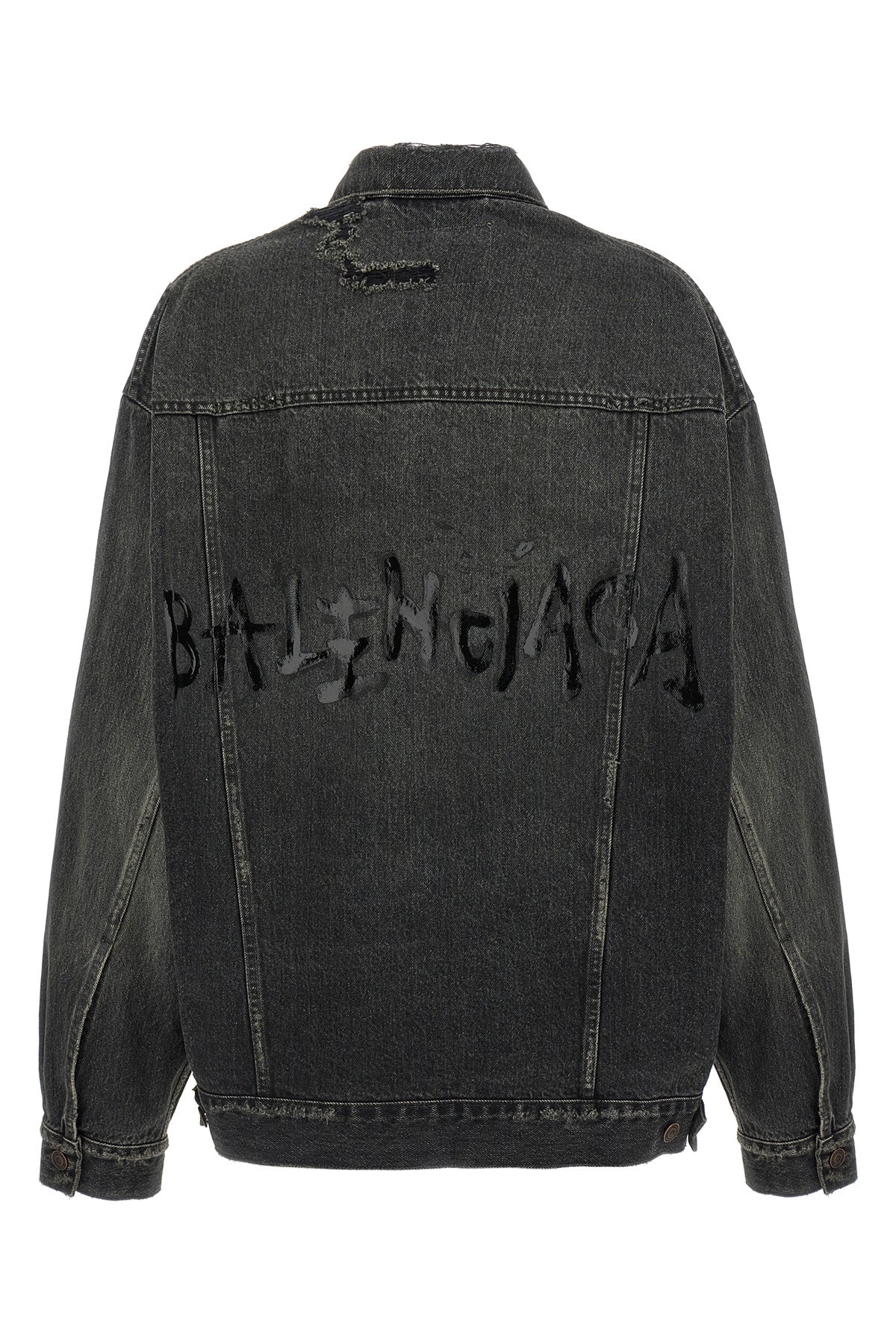 used-effect stonewashed cotton denim jacket