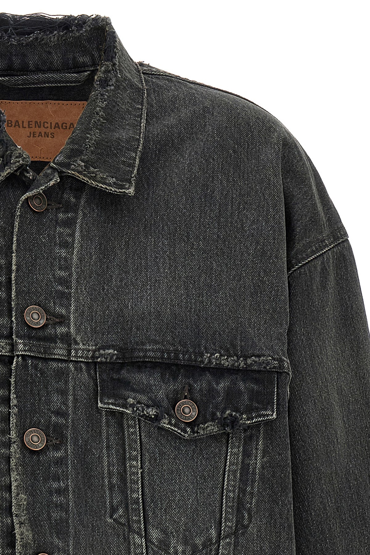 used-effect stonewashed cotton denim jacket