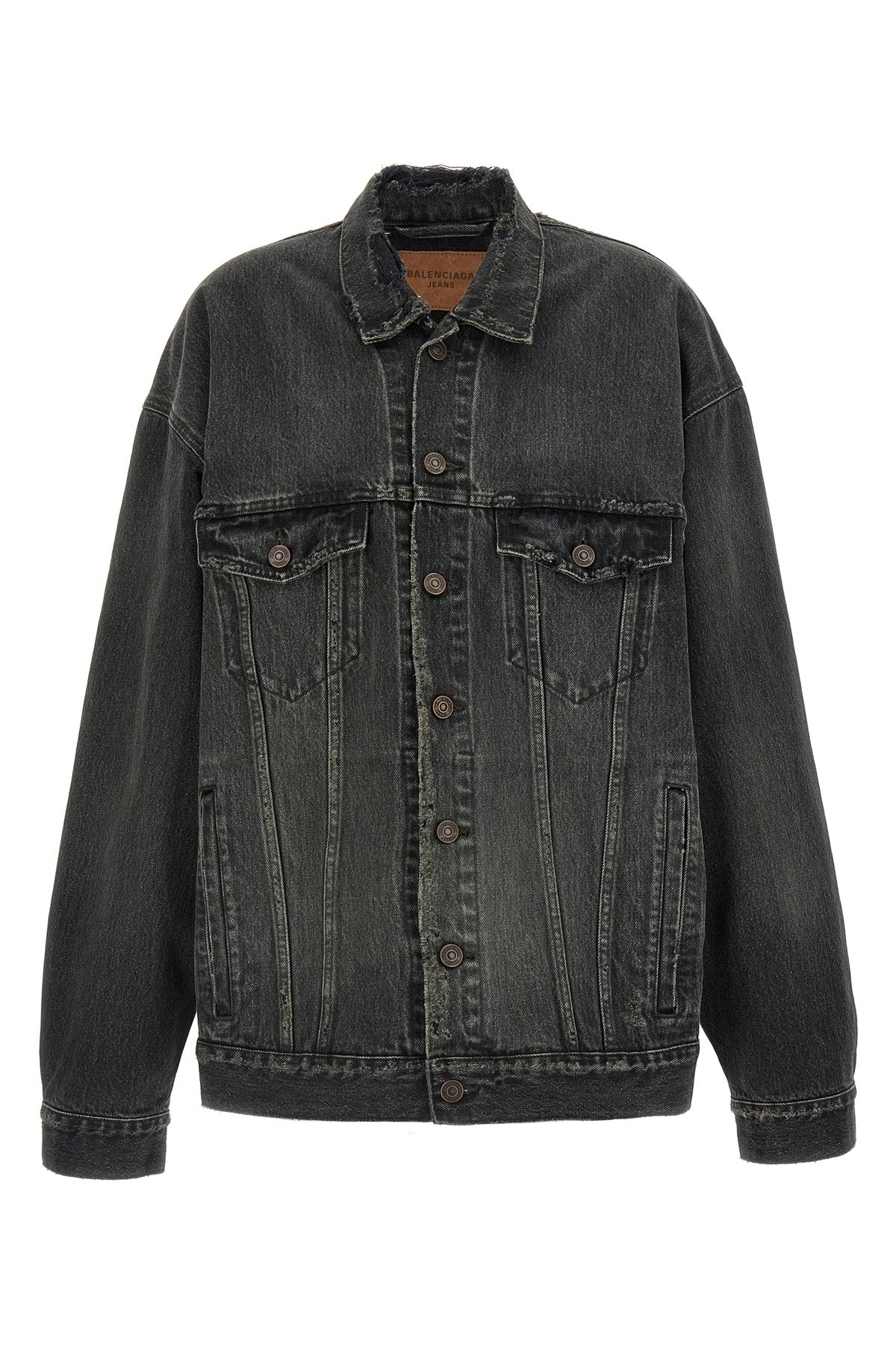 used-effect stonewashed cotton denim jacket