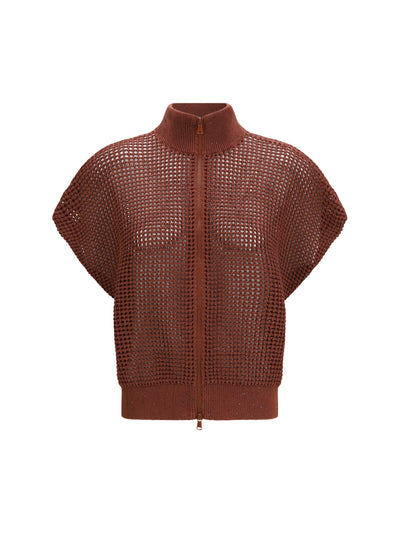 BRUNELLO CUCINELLI L cotton mesh cardigan with dazzling details