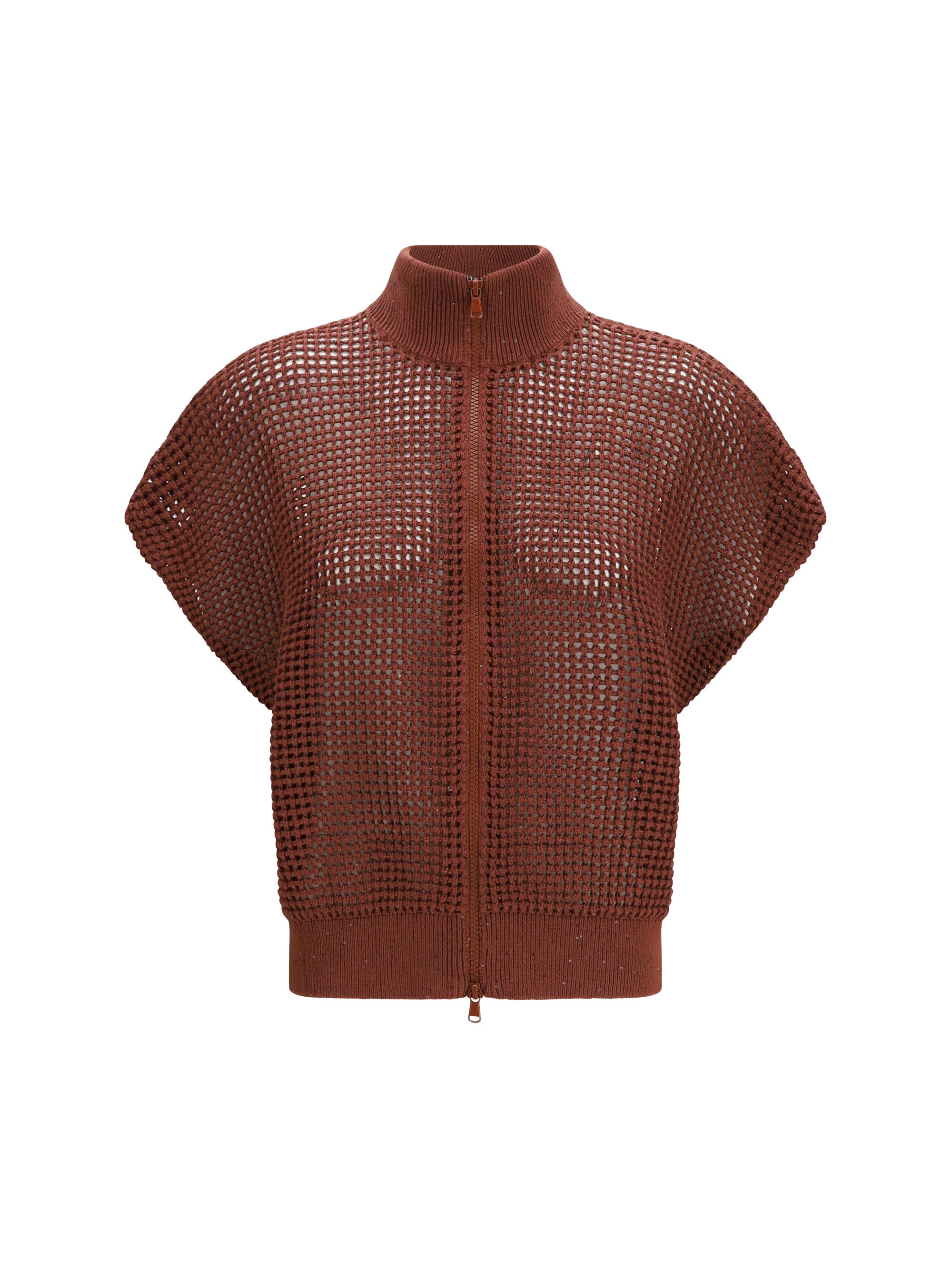 cotton mesh cardigan with dazzling details