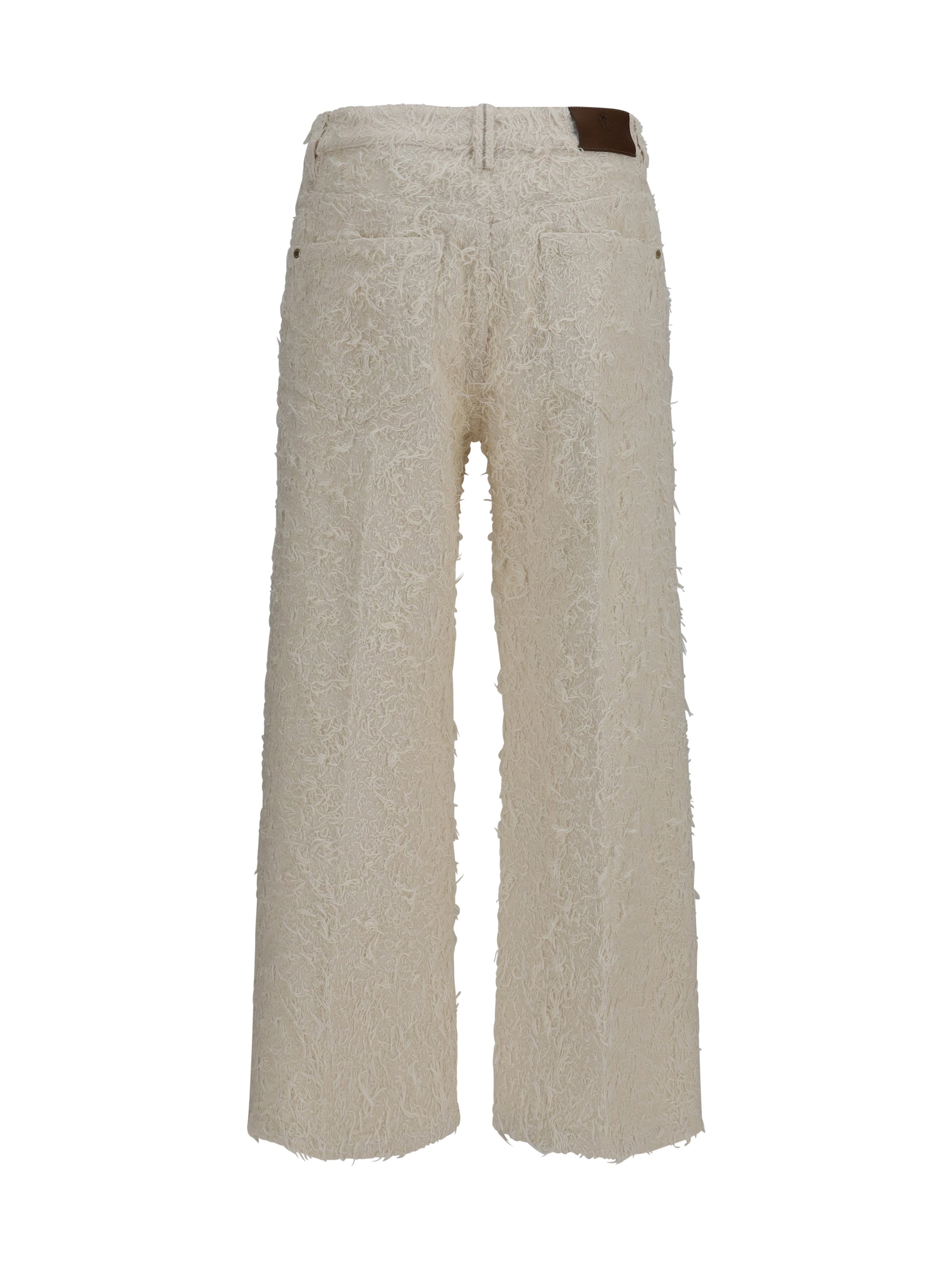 square-leg dyed furry pants with monili
