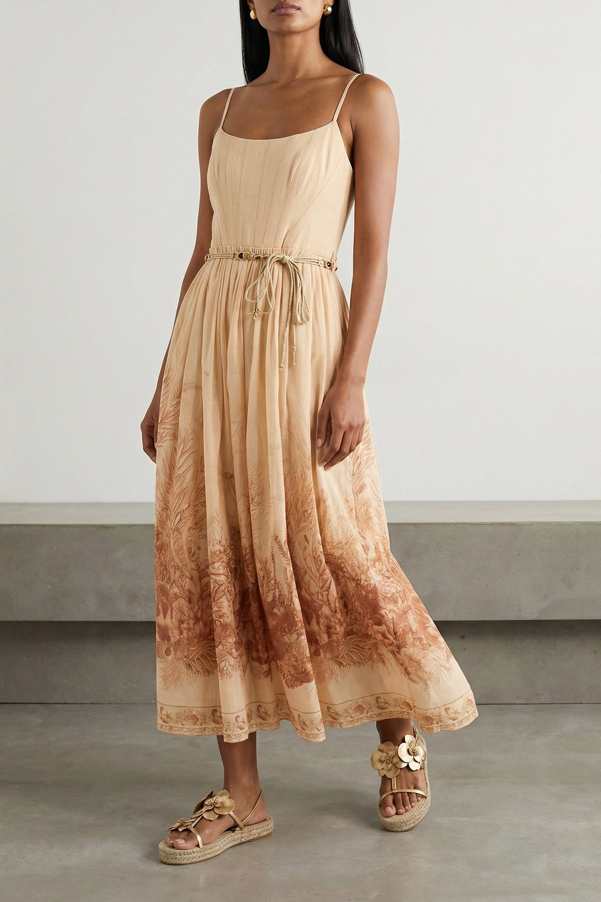 wanderlust toile-print cotton midi dress
