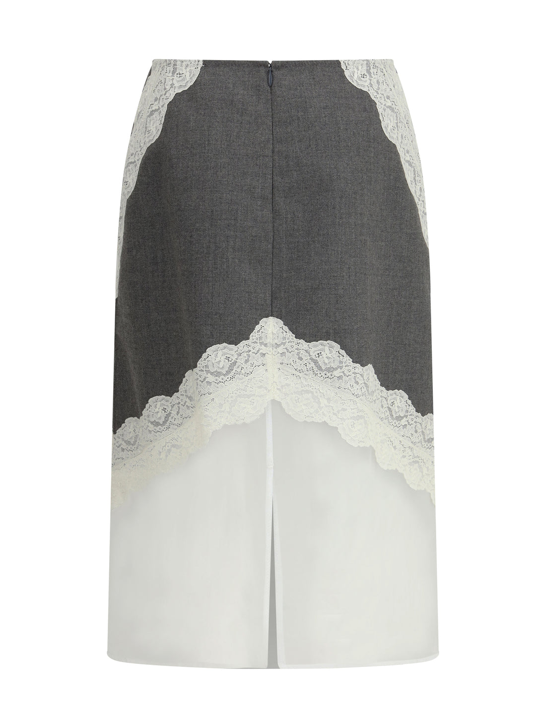 JIL SANDER 34 midi wool and lace skirt