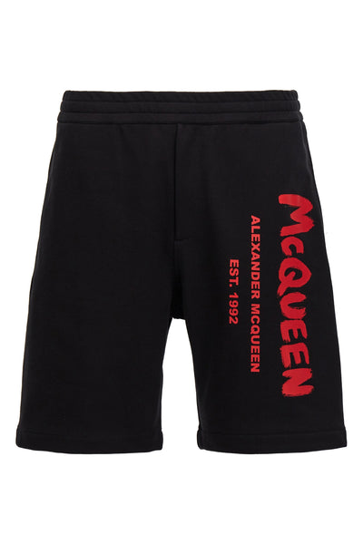 graffiti cotton bermuda shorts