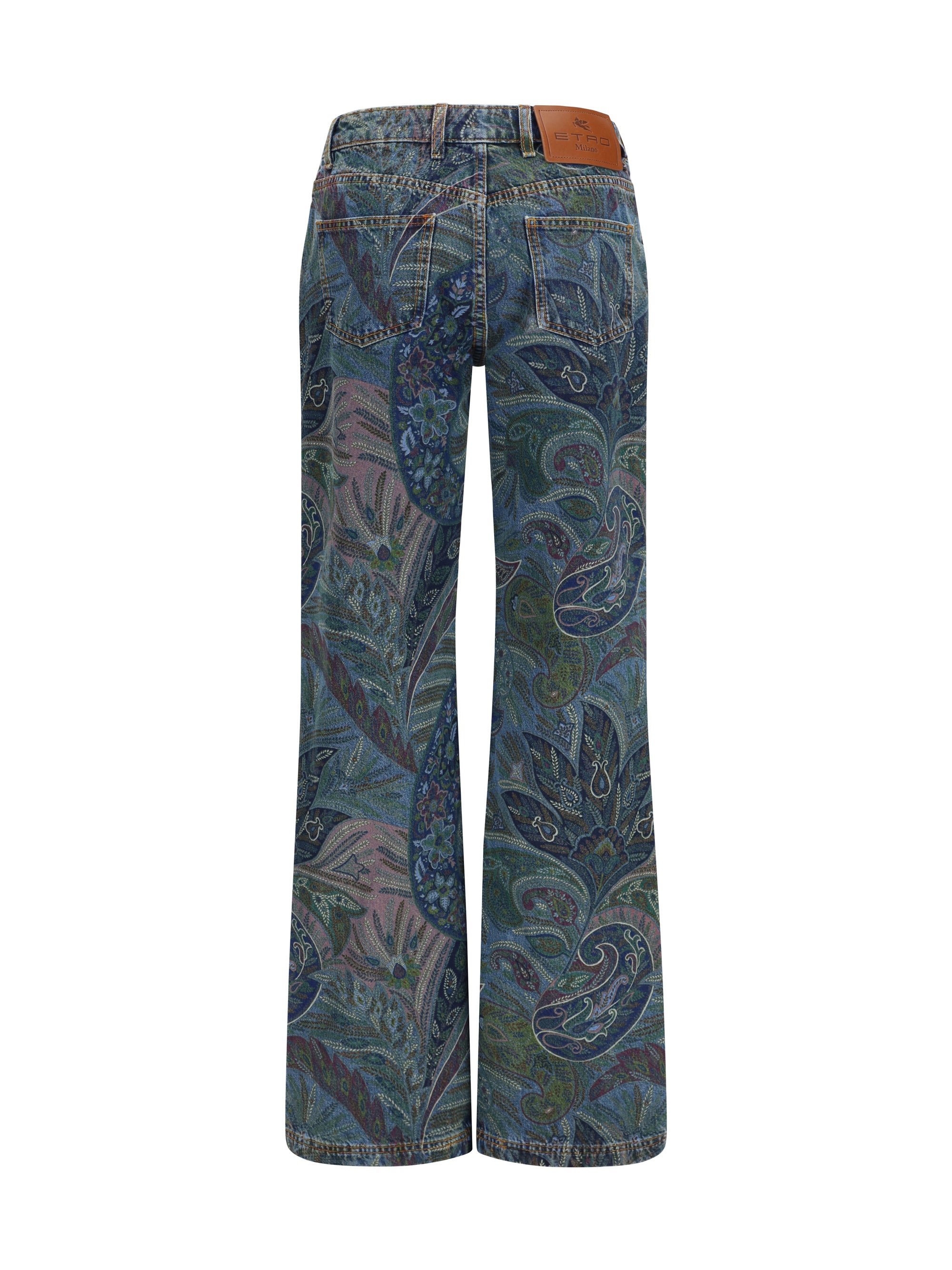 flare pants with paisley ramage motif