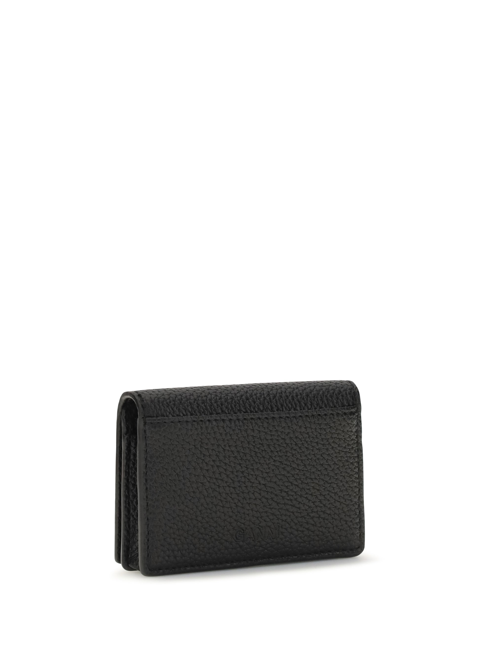 ganni bou card holder with flap grained