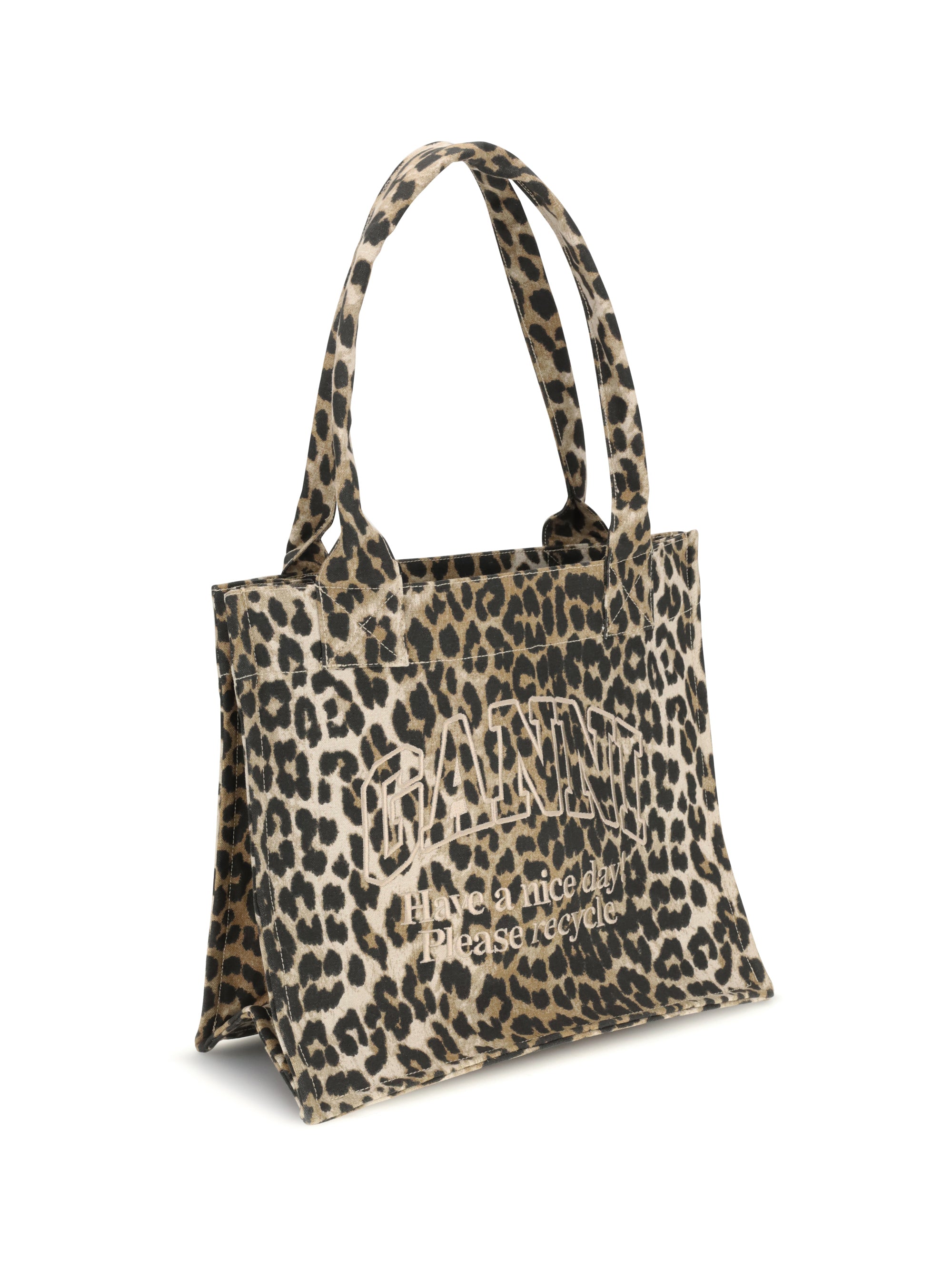 GANNI OS leopard print tote bag