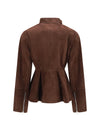 peplum jacket in suede goatskin
