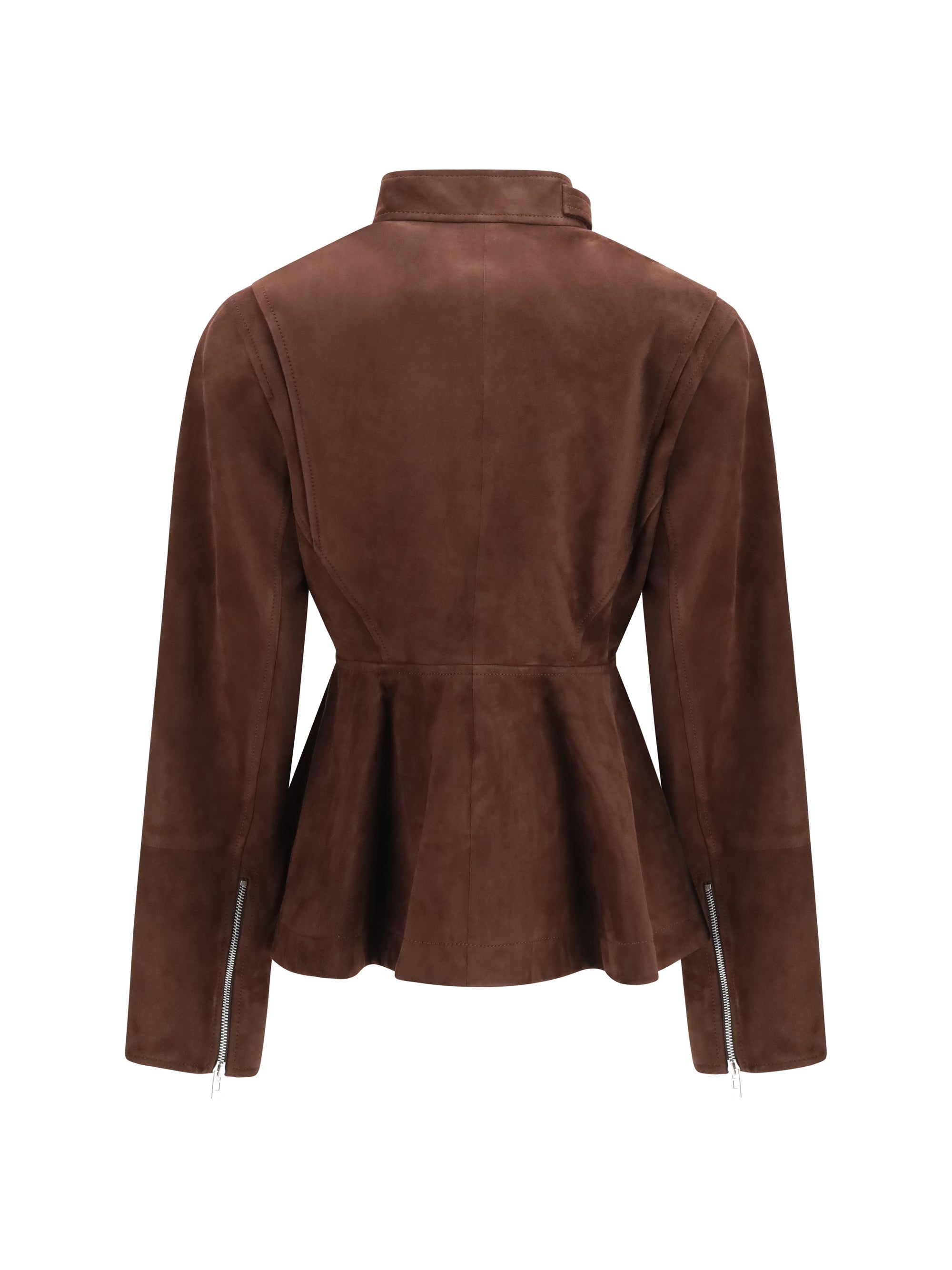 peplum jacket in suede goatskin