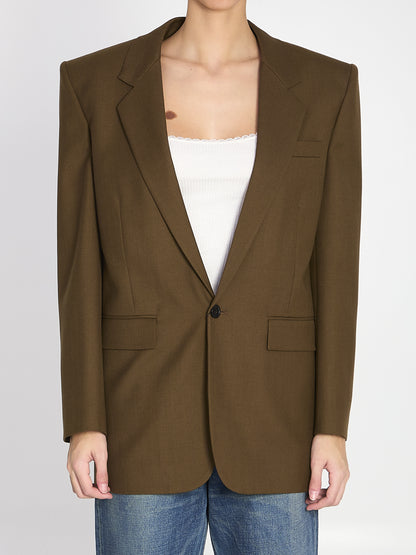 SAINT LAURENT 36 khaki wool jacket 