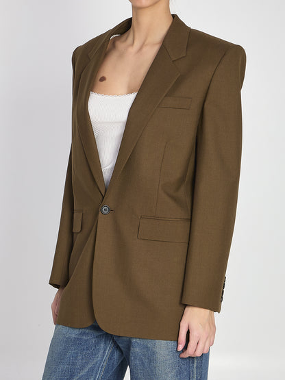 SAINT LAURENT 36 khaki wool jacket 