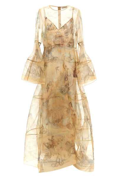 rebellion long ocean atlas patterned silk dress