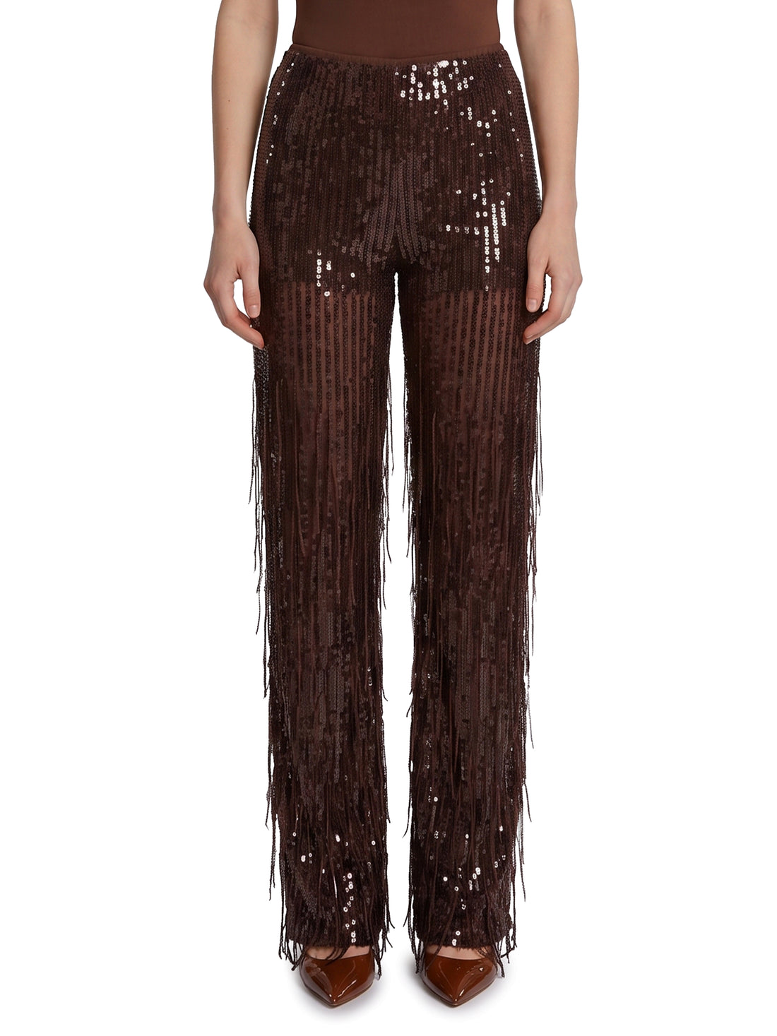 FEDERICA TOSI 38 pants with sequin and fringes 